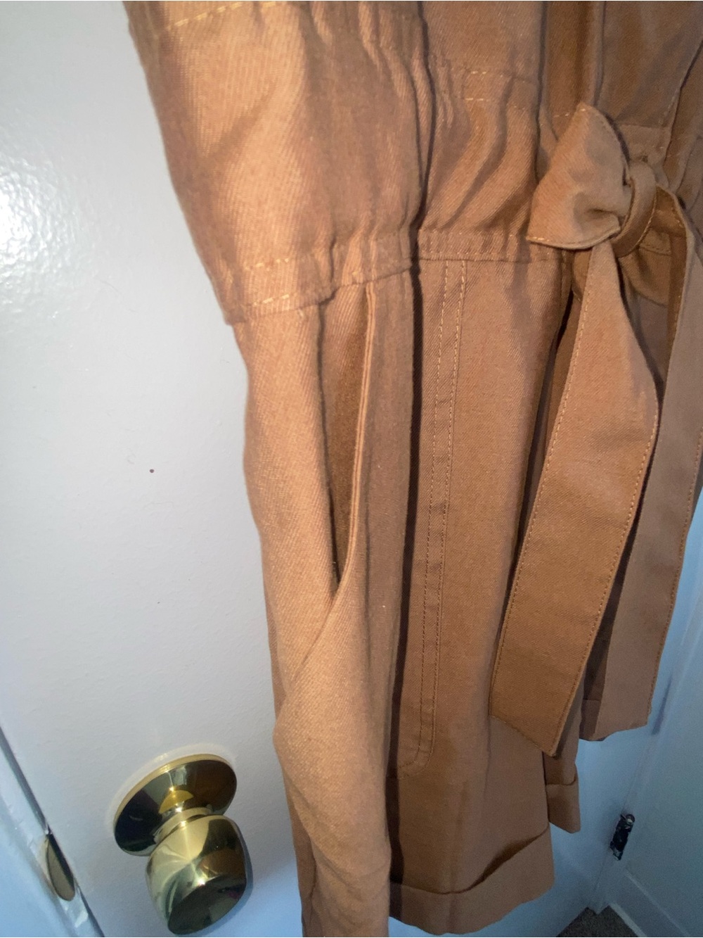 ZARA Brown Tie-Waist Romper - Size L - EUC - Picture 4 of 7
